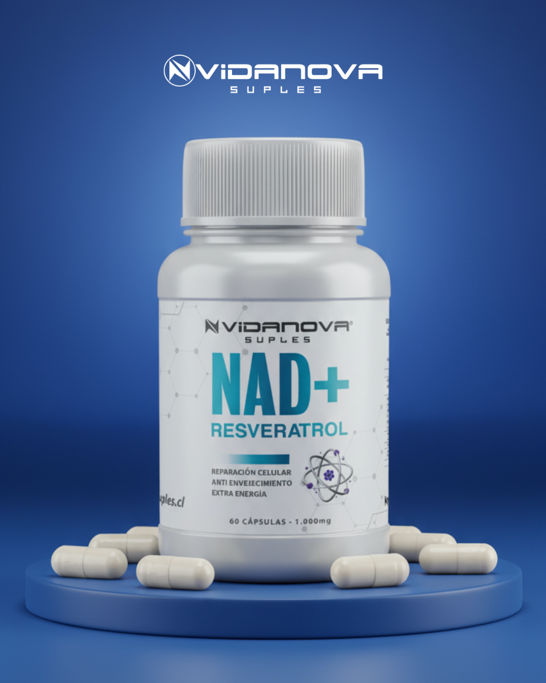NAD+ RESVERATROL 1000MG 60 CAPS "Empieza a apoyar tu energía desde los primeros días de uso"