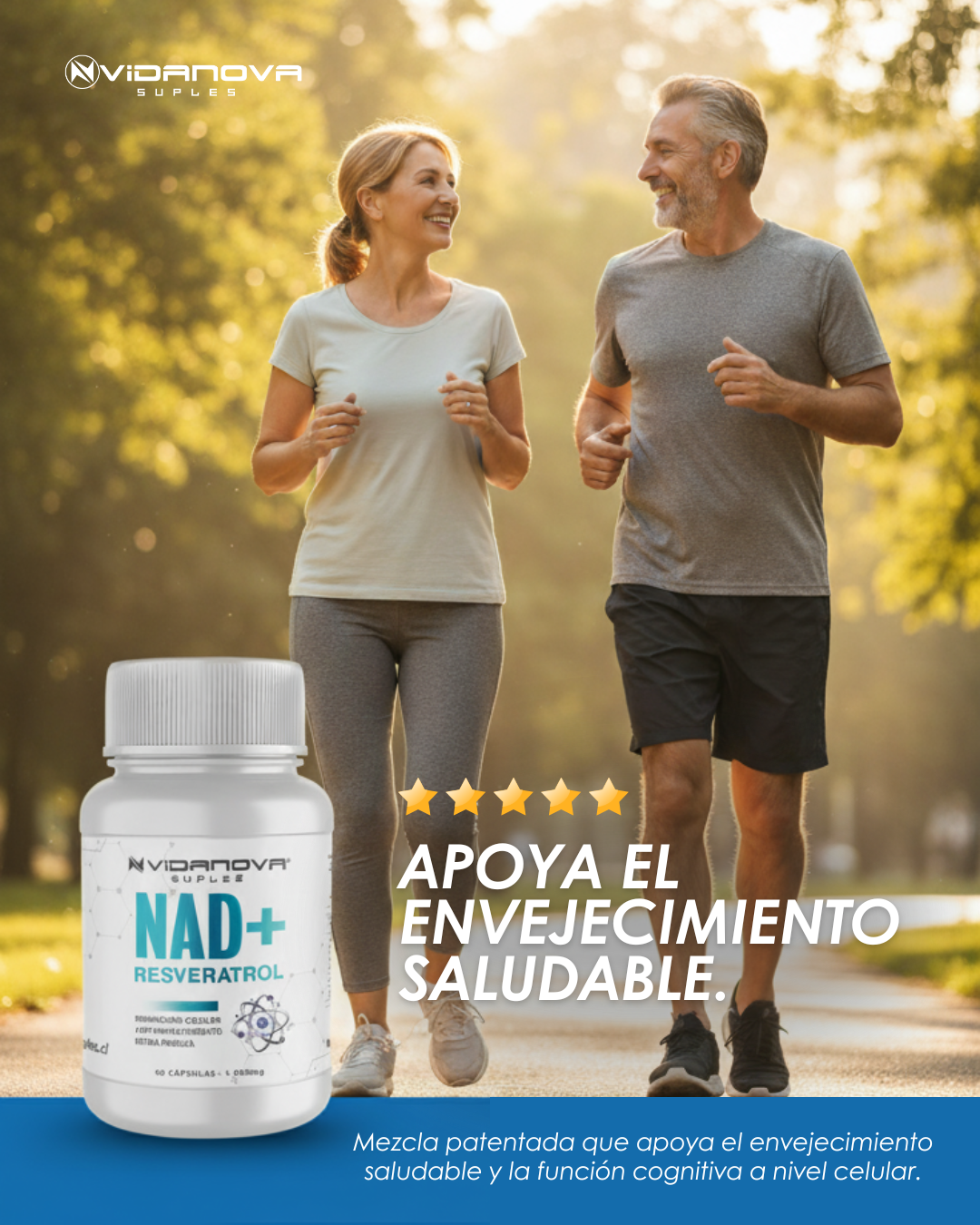 NAD+ RESVERATROL 1000MG 60 CAPS "Empieza a apoyar tu energía desde los primeros días de uso"