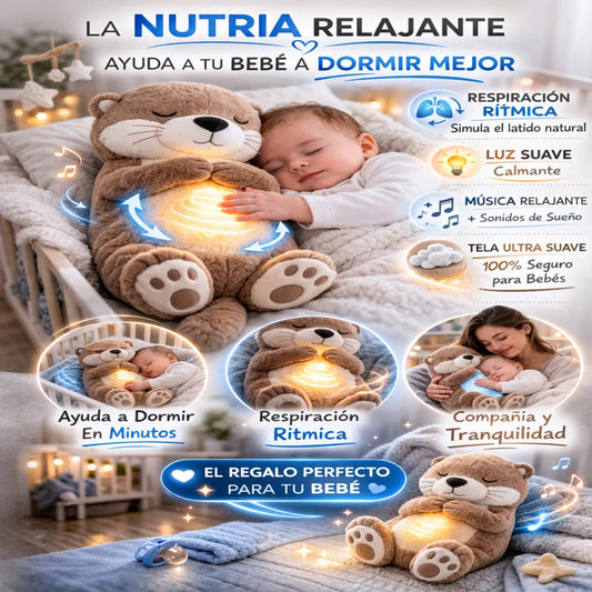 Nutria de Peluche Calmante Gris "El secreto que está ayudando a cientos de mamás a dormir mejor 👶✨"