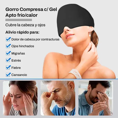 Gorro Gel Alivio Migraña Dolor Cabeza Compresa Frio Caliente