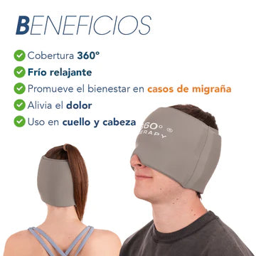 Gorro Gel Alivio Migraña Dolor Cabeza Compresa Frio Caliente