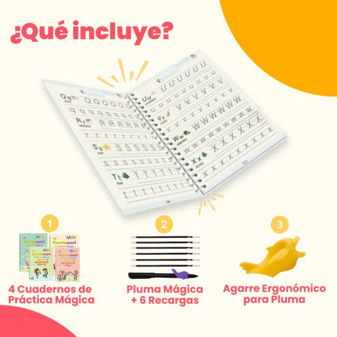 🧠✍️ CUADERNO MÁGICO INFANTIL (4 LIBROS) "Aprender a escribir nunca fue tan fácil… ni tan divertido"
