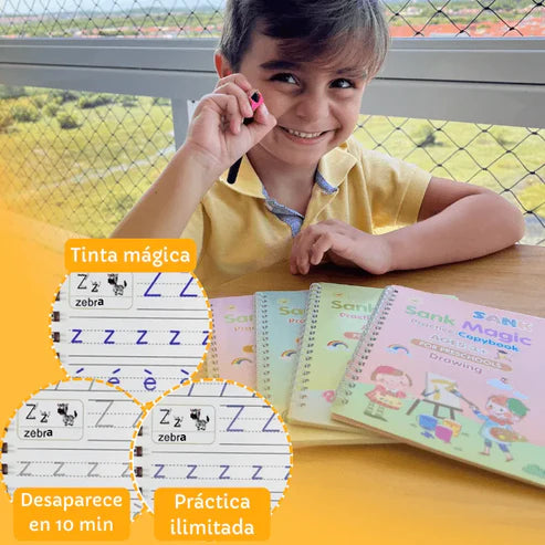 🧠✍️ CUADERNO MÁGICO INFANTIL (4 LIBROS) "Aprender a escribir nunca fue tan fácil… ni tan divertido"